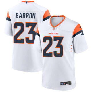 Men's Denver Broncos #23 Jahdae Barron Game Jersey - White