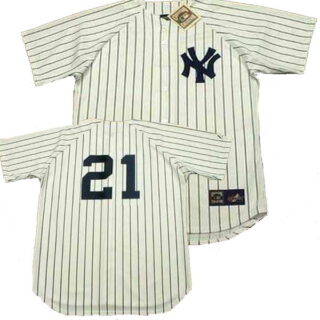 Men's New York Yankees #21 Deion Sanders 1990 Home Majestic Throwback Baseball Jerseys