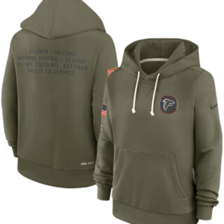 Women's Atlanta Falcons Olive 2025 Salute to Service Sideline Standard Issue Dri-FIT Hoodie(Run Small)