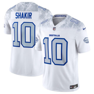 Women's Buffalo Bills #10 Khalil Shakir White 2025 F.U.S.E. Rivalries Vapor Untouchable Stitched Football Jersey(Run Small)