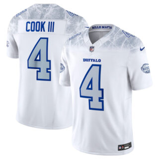 Women's Buffalo Bills #4 James Cook III White 2025 F.U.S.E. Rivalries Vapor Untouchable Stitched Football Jersey(Run Small)
