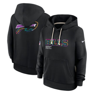 Women's Buffalo Bills Black 2025 Crucial Catch Club Pullover Hoodie(Run Small)