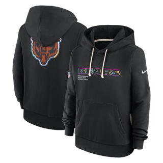 Women's Chicago Bears Black 2025 Crucial Catch Club Pullover Hoodie(Run Small)
