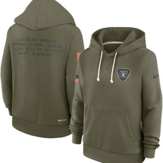 Women's Las Vegas Raiders Olive 2025 Salute to Service Sideline Standard Issue Dri-FIT Hoodie(Run Small)