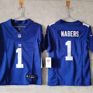 Women's New York Giants #1 Malik Nabers Blue F.U.S.E. Vapor Stitched Jersey(Run Small)