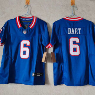 Women's New York Giants #6 Jaxson Dart Blue F.U.S.E. Throwback Stitched Jersey(Run Small)