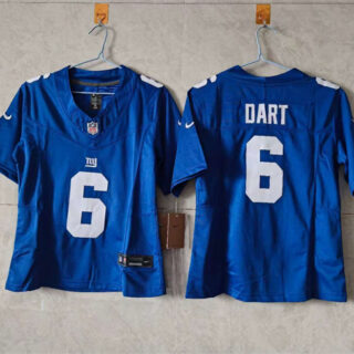 Women's New York Giants #6 Jaxson Dart Blue F.U.S.E. Vapor Stitched Jersey(Run Small)