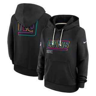 Women's New York Giants Black 2025 Crucial Catch Club Pullover Hoodie(Run Small)