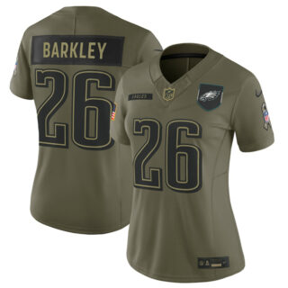 Women's Philadelphia Eagles #26 Saquon Barkley Olive 2025 Salute to Service Limited Stitched Football Jersey(Run Small)
