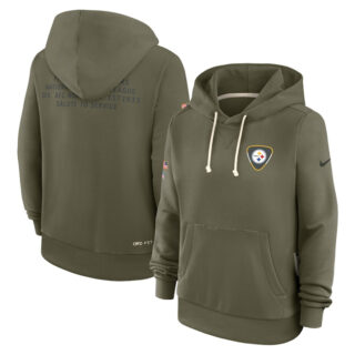 Women's Pittsburgh Steelers Olive 2025 Salute to Service Sideline Standard Issue ebjerseys.com Dri-FIT Hoodie(Run Small)