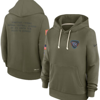 Women's Tennessee Titans Olive 2025 Salute to Service Sideline Standard Issue Dri-FIT Hoodie(Run Small)