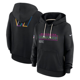 Women's Washington Commanders Black 2025 Crucial Catch Club Pullover Hoodie(Run Small)