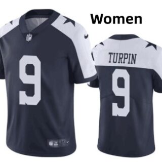 Women Dallas Cowboys #9 KaVontae Turpin Navy White Thanksgiving Vapor Limited Jersey