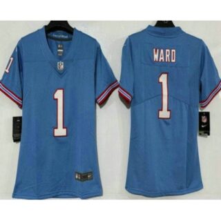 Women's Tennessee Titans #1 Cameron Ward Limited Blue Throwback Vapor Jersey