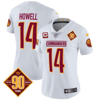 Women's Washington Commanders #14 Same Howell 90th Anniversary Patch Vapor Jersey White