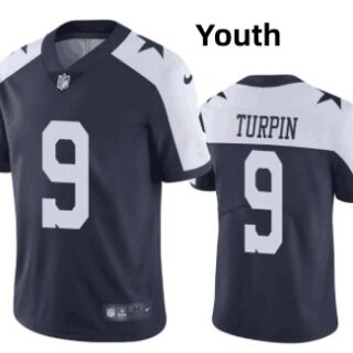 Youth Dallas Cowboys #9 KaVontae Turpin Navy White Thanksgiving Vapor Limited Jersey