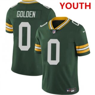 Youth Green Bay Packers #0 matthew golden green 2025 vapor untouchable limited stitched football jersey