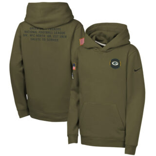 Youth Green Bay Packers Olive 2025 Salute to Service Club Fleece Hoodie
