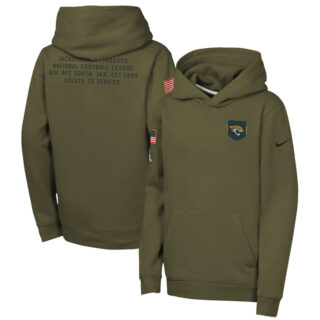 Youth Jacksonville Jaguars Olive 2025 Salute to Service Club Fleece Hoodie