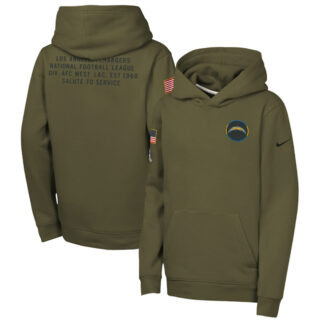 Youth Los Angeles Chargers Olive 2025 Salute to Service Club Fleece Hoodie