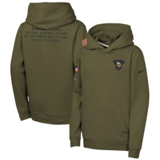 Youth Minnesota Vikings Olive 2025 Salute to Service Club Fleece Hoodie