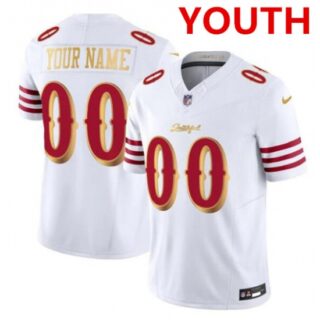 Youth San Francisco 49ers ACTIVE PLAYER Custom White Gold 2025 F.U.S.E. Rivalries Vapor Limited Football Stitched Jersey