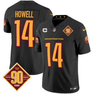 Men's Washington Commanders #14 Same Howell 90th Anniversary Patch Vapor Limited Jersey V3 Black