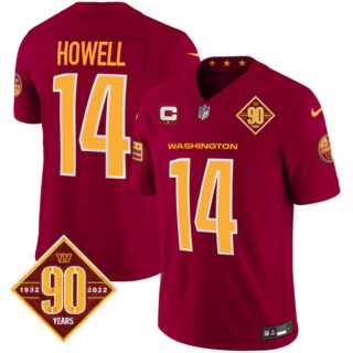 Men's Washington Commanders #14 Same Howell 90th Anniversary Patch Vapor Limited Jersey V3 Burgundy