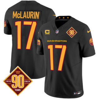 Men's Washington Commanders #17 Terry McLaurin 90th Anniversary Patch Vapor Limited Jersey V3 Black