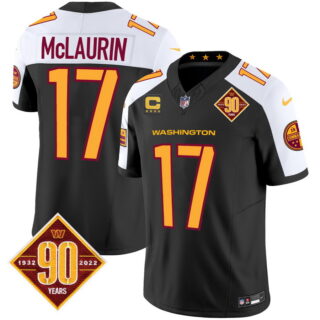 Men's Washington Commanders #17 Terry McLaurin 90th Anniversary Patch Vapor Limited Jersey V3 Black Alternate