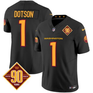Men's Washington Commanders #1 Jahan Dotson 90th Anniversary Patch Vapor Limited Jersey V3 Black