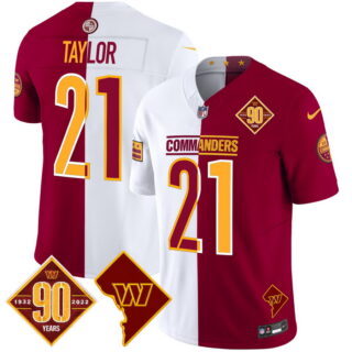 Men's Washington Commanders #21 Sean Taylor 90th Anniversary & Home Patch Vapor Limited Jersey Half