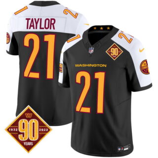 Men's Washington Commanders #21 Sean Taylor 90th Anniversary Patch Vapor Limited Jersey V3 Black Alternate