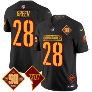 Men's Washington Commanders #28 Darrell Green 90th Anniversary & Home Patch Vapor Limited Jersey Black