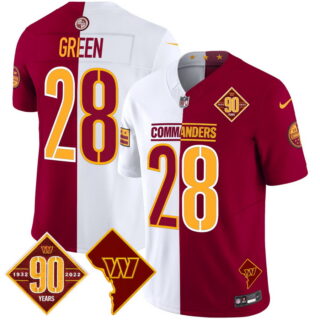 Men's Washington Commanders #28 Darrell Green 90th Anniversary & Home Patch Vapor Limited Jersey Half