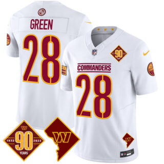 Men's Washington Commanders #28 Darrell Green 90th Anniversary & Home Patch Vapor Limited Jersey White