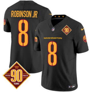 Men's Washington Commanders #8 Robinson Jr. 90th Anniversary Patch Vapor Limited Jersey V3 Black