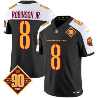 Men's Washington Commanders #8 Robinson Jr. 90th Anniversary Patch Vapor Limited Jersey V3 Black Alternate