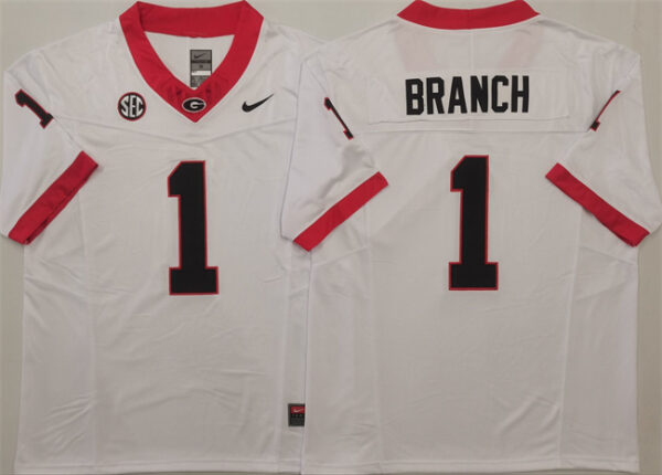 Georgia Bulldogs #1 Zachariah Branch White 2025 F.U.S.E. Stitched Jersey