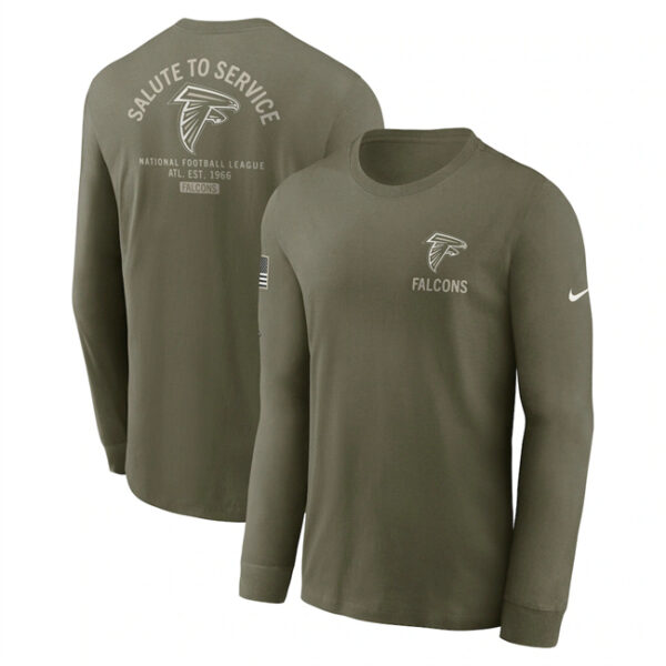 Men's Atlanta Falcons Olive 2025 Salute to Service Sideline Long Sleeve T-Shirt