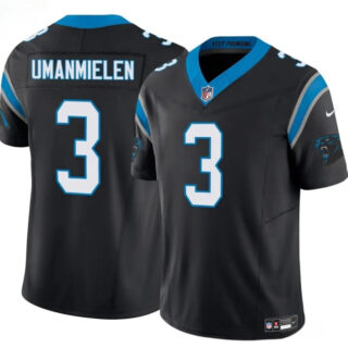 Men's Carolina Panthers #3 Princely Umanmielen Black 2025 F.U.S.E. Vapor Limited Stitched Football Jersey