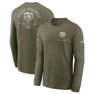 Men's Chicago Bears Olive 2025 Salute to Service Sideline Long Sleeve T-Shirt