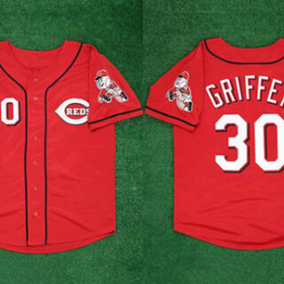 Men's Cincinnati Reds #30 Ken Griffey Jr. Red 2005 With Team Patch Stitched Baseball Jersey