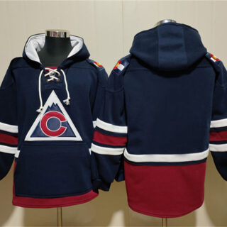 Men's Colorado Avalanche Blank Navy All Stitched Sweatshirt Hoodie