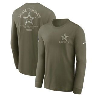 Men's Dallas Cowboys Olive 2025 Salute to Service Sideline Long Sleeve T-Shirt
