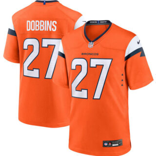 Men's Denver Broncos #27 J.K. Dobbins Orange 2025 Alternate Stitched Game Jersey