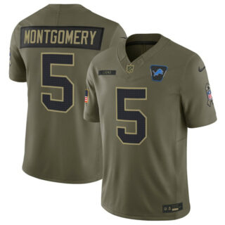 Men's Detroit Lions #5 David Montgomery Olive 2025 F.U.S.E. Salute to Service Limited Stitched Football Jersey