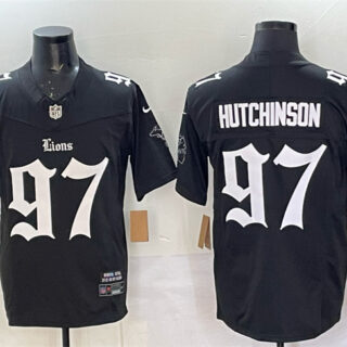 Men's Detroit Lions #97 Aidan Hutchinson Black 2025 F.U.S.E. 'Gothic Motor Grit Edition' Vapor Limited Stitched Football Jersey