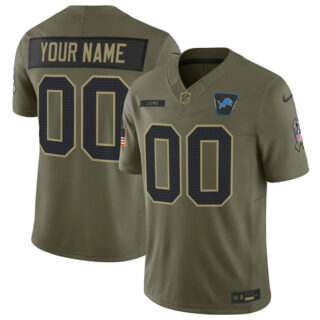 Men's Detroit Lions Active Player Custom Olive 2025 F.U.S.E. Salute to Service Limited Stitched Football Jersey