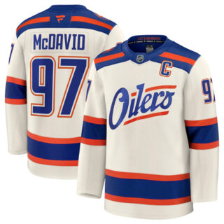 Men's Edmonton Oilers #97 Connor McDavid Light Beige Alternate With C Patch Stitched Hockey Jersey